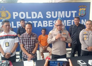 metrodeli/bray PAPARAN: Kapolrestabes Medan Kombespol Gidion Arif Setyawan menggelar Konferensi Pers di Mapolrestabes Medan, Selasa 25 Februari 2025.