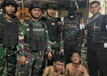 metrodeli/istimewa AMANKAN : Tim Patroli Begal Denpom I/5 berhasil mengamankan dua orang terduga pelaku kejahatan jalanan dalam opMedanerasi, Kamis 20 Februari 2025.