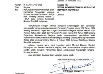 Surat Presiden RI Prabowo Subianto