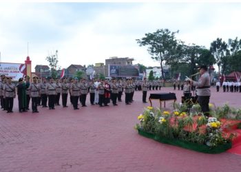 metrodeli/istimewa SERTIJAB: Kapolda Sumut Irjen Whisnu Hermawan Februanto memimpin sertijab para Pejabat Utama dan Kapolres, di Lapangan KS Tubun, Mapoldasu, Senin 24 Maret 2025.