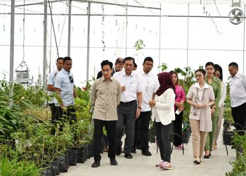 metrodeli/istimewa TINJAU : Gubsu Muhammad Bobby Nasution dan Ketua TP PKK Sumut Kahiyang Ayu mendampingi Wapres Republik Indonesia Gibran Rakabuming serta istri Selvi Gibran Rakabuming meninjau TSTH2 di Kecamatan Pollung, Kabupaten Humbang Hasundutan, Jumat 16 Mei 2025.