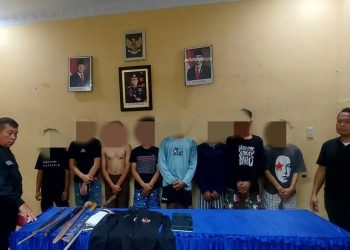 metrodeli/istimewa DIAMANKAN: Sembilan geng motor yang terlibat tawuran hingga 1 korban tewas diamankan berikut senjata tajam, Sabtu 10 Mei 2025.