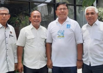 metrodeli/istimewa Ketua DKP PWI Sumatera Utara M Syahrir, Wakil Ketua Anton Panggabean SE MSi, Sekretaris War Djamil SH, Drs Agus S Lubis usai pleno di Medan, Sabtu 16 Agustus 2025.