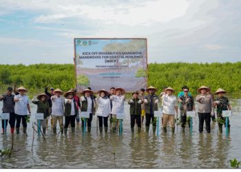 metrodeli/istimewa KICK OFF: Menteri Kehutanan (Menhut) Raja Juli Antoni melakukan kick off Mangroves for Coastal Resilience di Medan, Sumatera Utara, Rabu, 10 September 2025.