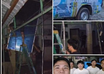 metrodeli/istimewa PENGUATAN : Upaya penguatan layanan dasar di Rumah Sakit Umum Daerah (RSUD) Aceh Tamiang terus dilakukan PT. Solar Jaya Energy Indonesia (SJEI) bersama tim PII (Persatuan Insinyur Indonesia) Sumut dan Banda Aceh, kembali melakukan pemasangan Pembangkit Listrik Tenaga Surya (PLTS) untuk memperkuat ketersediaan pasokan listrik di rumah sakit tersebut, Senin 29 Desember 2025.